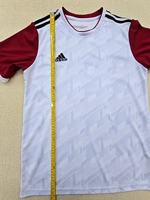 Adidas White/Red Soccer Jersey Short Sleeve 3-Stripes Unisex Adult