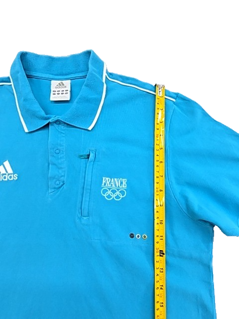 Adidas Olympic Blue Polo Shirt Men's L Short Sleeve Button