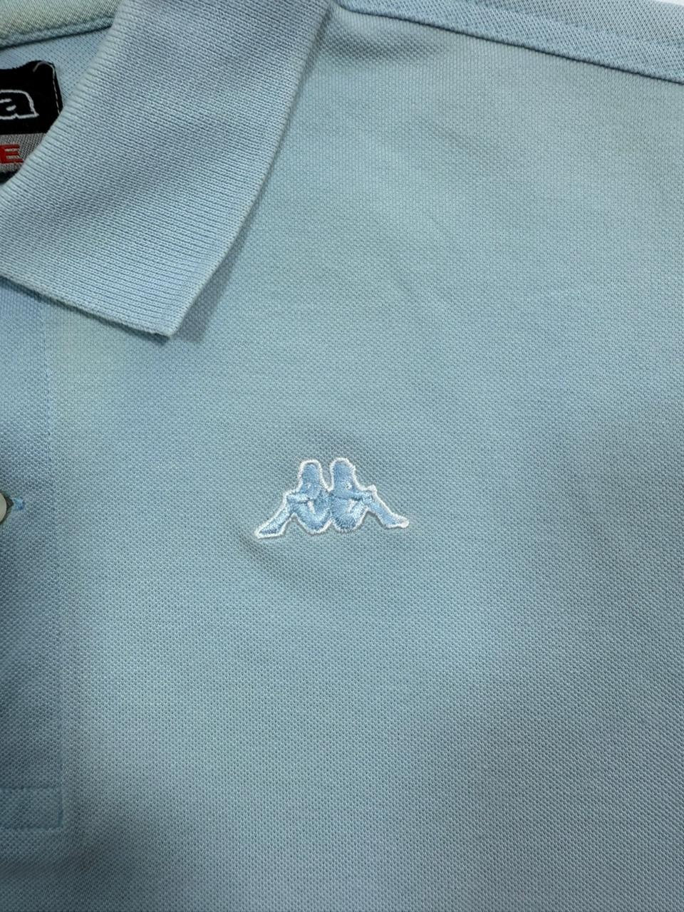 Kappa Men's Light Blue Short Sleeve Polo Shirt Embroidered Logo Size L