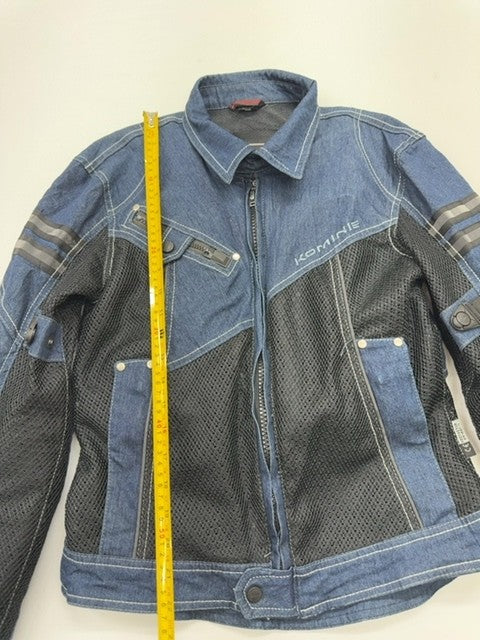 Komine Men Blue Denim Riding Jacket Size S CE Mesh Lining Zipper