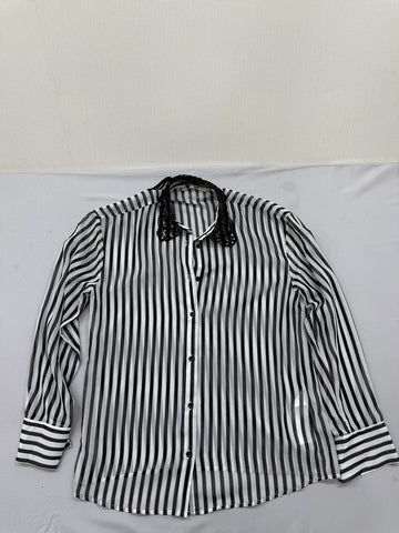 Koton Black White Striped Button-Down Blouse Long Sleeve EUR 34