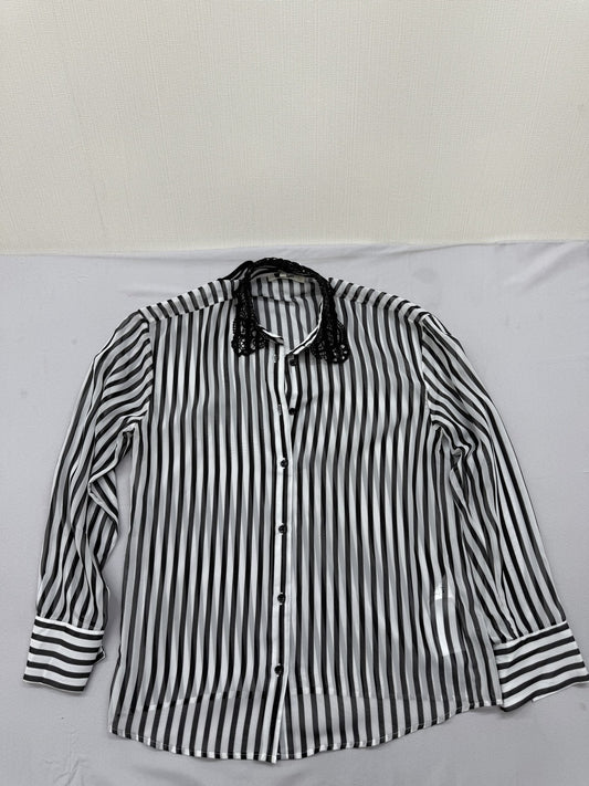 Koton Women's Multicolor Blouse, Striped, Long Sleeve