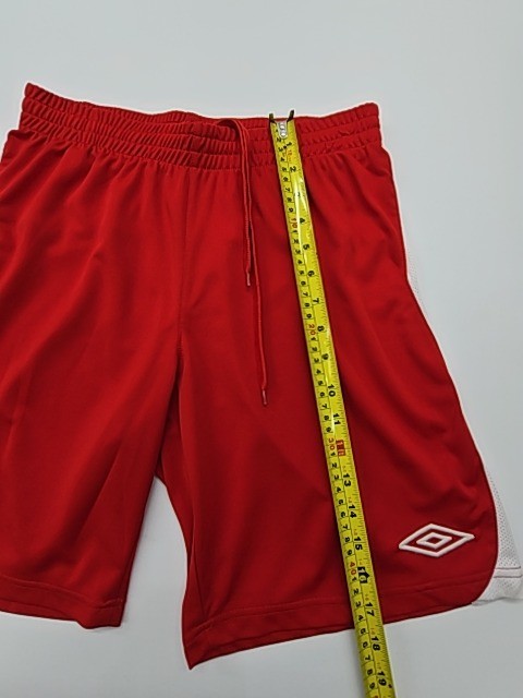 Pantalones Cortos Atléticos UMBRO Niños Rojo Juventud Medio Cordón Logo Cintu...