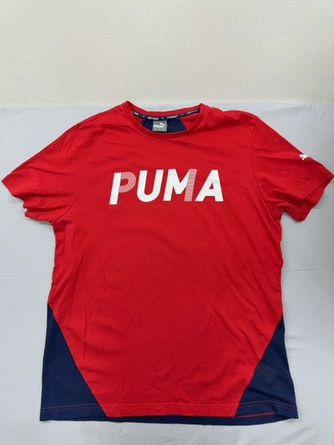 Puma Men's L Red Navy Short Sleeve Dry Tee Crew Neck