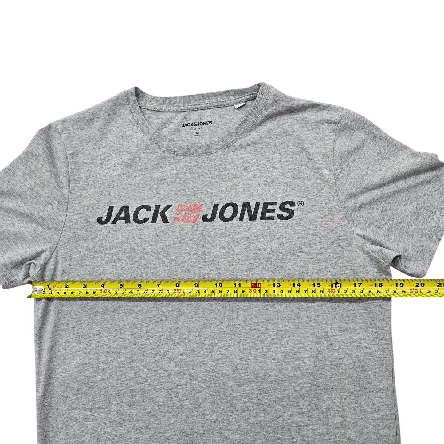 Jack & Jones Men's M Heather Gray Logo Graphic Cotton T-Shirt