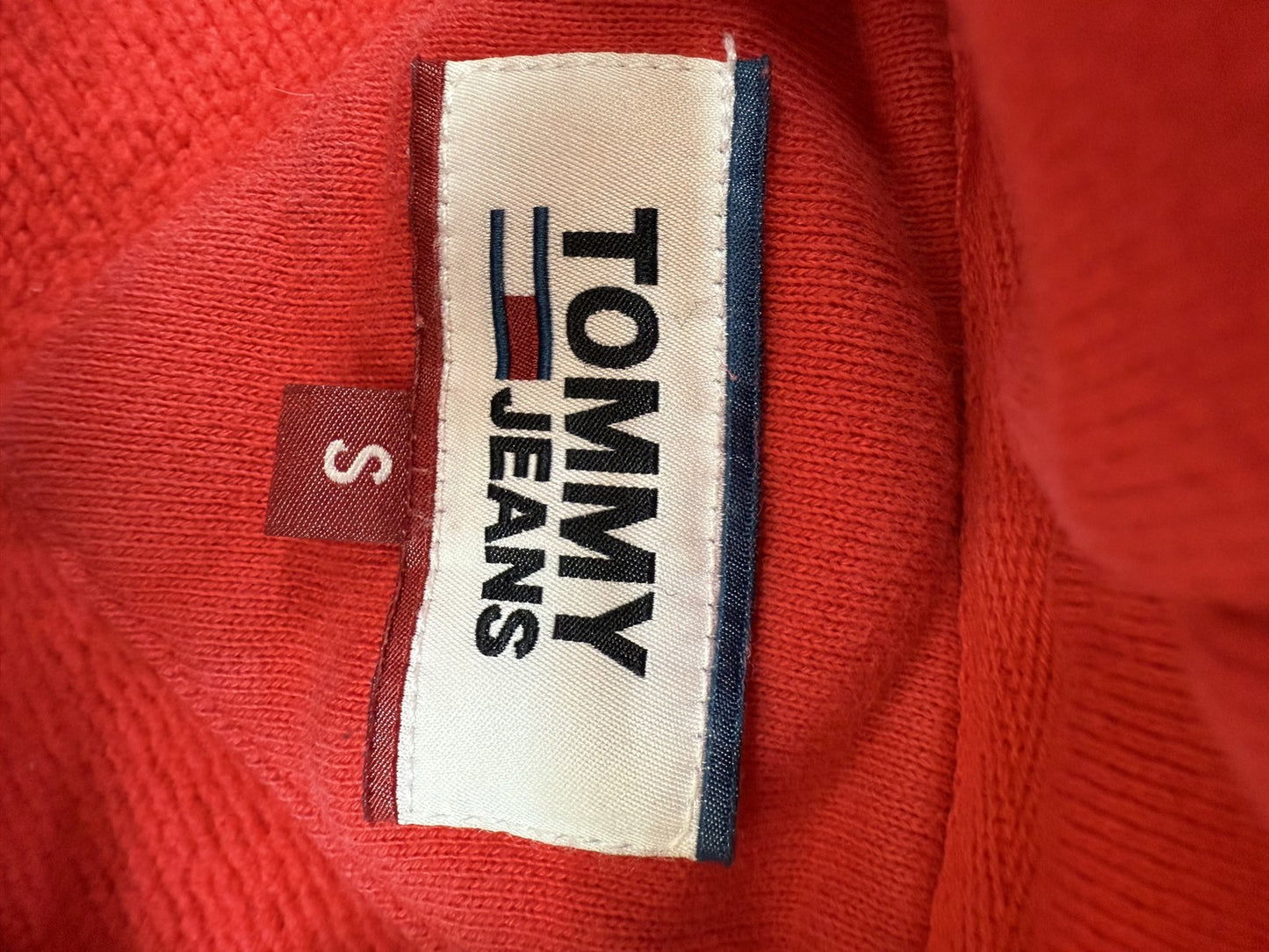 Tommy Jeans Men's Red Pullover Hoodie S French Terry Long Sleeve