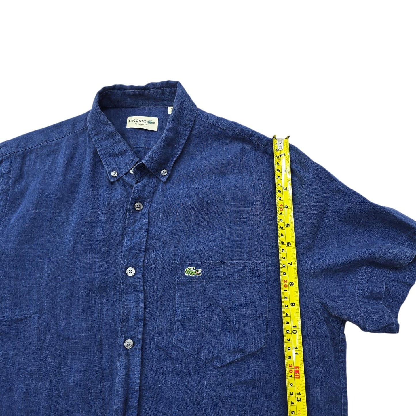 Lacoste Men's Blue Denim Short Sleeve Oxford Shirt FR40 USM