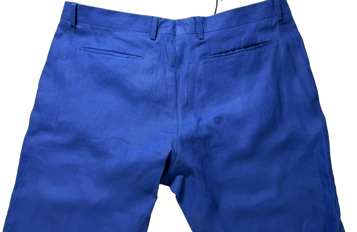 Paul Smith Blue Linen Blend Slim Fit Dress Pants Men's Formal Trousers Size 36