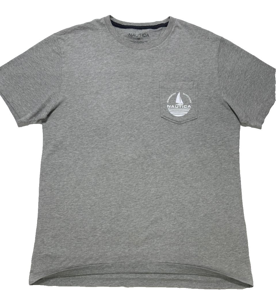Nautica Men's Medium Grey Short Sleeve Graphic Tee T-Shirt Seaworthy Outfitters