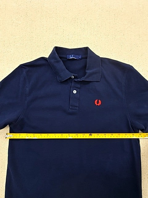 Fred Perry Men's Polo Shirt Navy Blue Cotton Large Short Sleeve