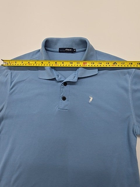 Polo Men's Light Blue Logo Button Polo Shirt Size M Excellent