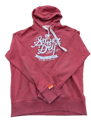 Superdry Men's Red Vintage Logo Hoodie XXL Relaxed Cotton Long Sleeve