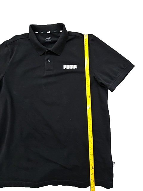 PUMA Black Short Sleeve Polo Shirt Men's L Regular Fit Button