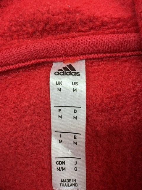 Adidas Men's Red Pullover Fleece Hoodie M Regular Drawstring