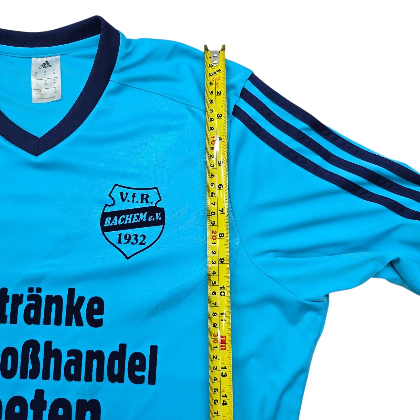 Vintage Adidas XL Blue Striped Soccer Jersey V.F.R. Bachem 1932