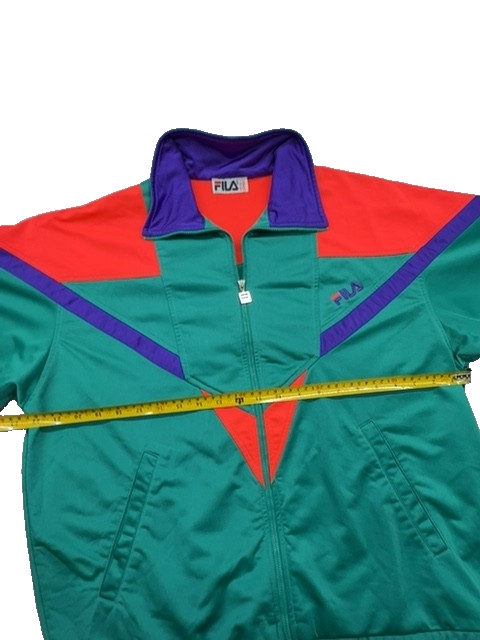 Fila Men's Color Block Track Jacket XL Green Red Purple Shiny Zipper