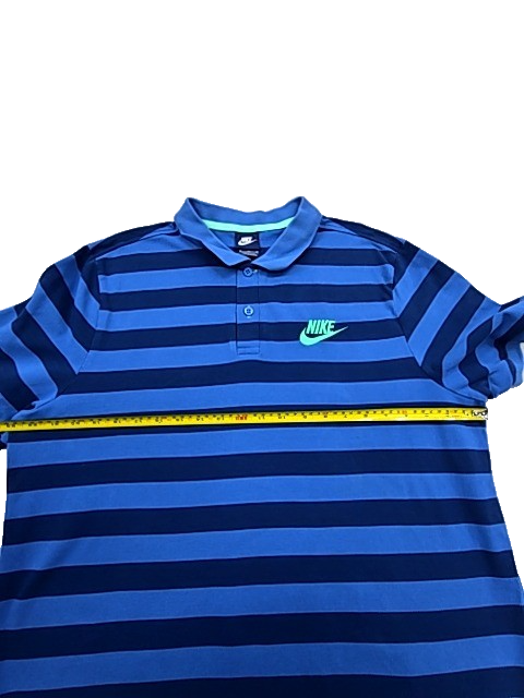 Nike Men's Blue Striped Polo Shirt XL Short Sleeve Cotton