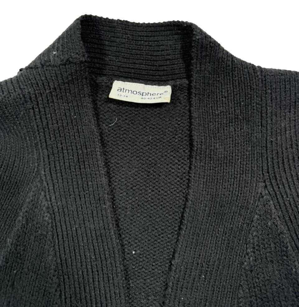 Atmosphere Black Knitted Cropped Waistcoat Vest Women's - Size 12-14