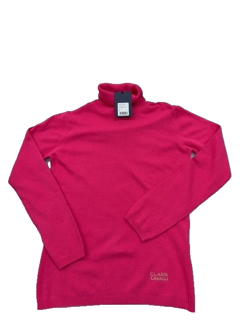 Cavalli Class Pink Turtleneck Knit Sweater L Women's Long Sleeve