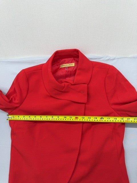 Nipon Boutique Red Wool Blend Wrap Jacket Women Sz 8 Long Sleeve