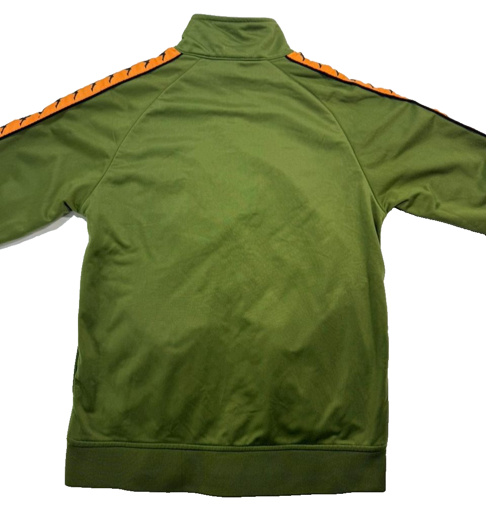 Kappa 222 Banda Anniston Slim Track Jacket In Green With Orange - Size M