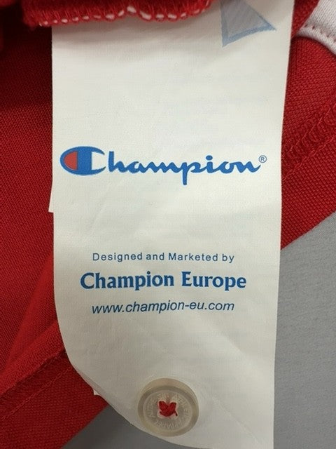 Champion Red Men's Polo Shirt M Short Sleeve Easy Fit White Piping Button