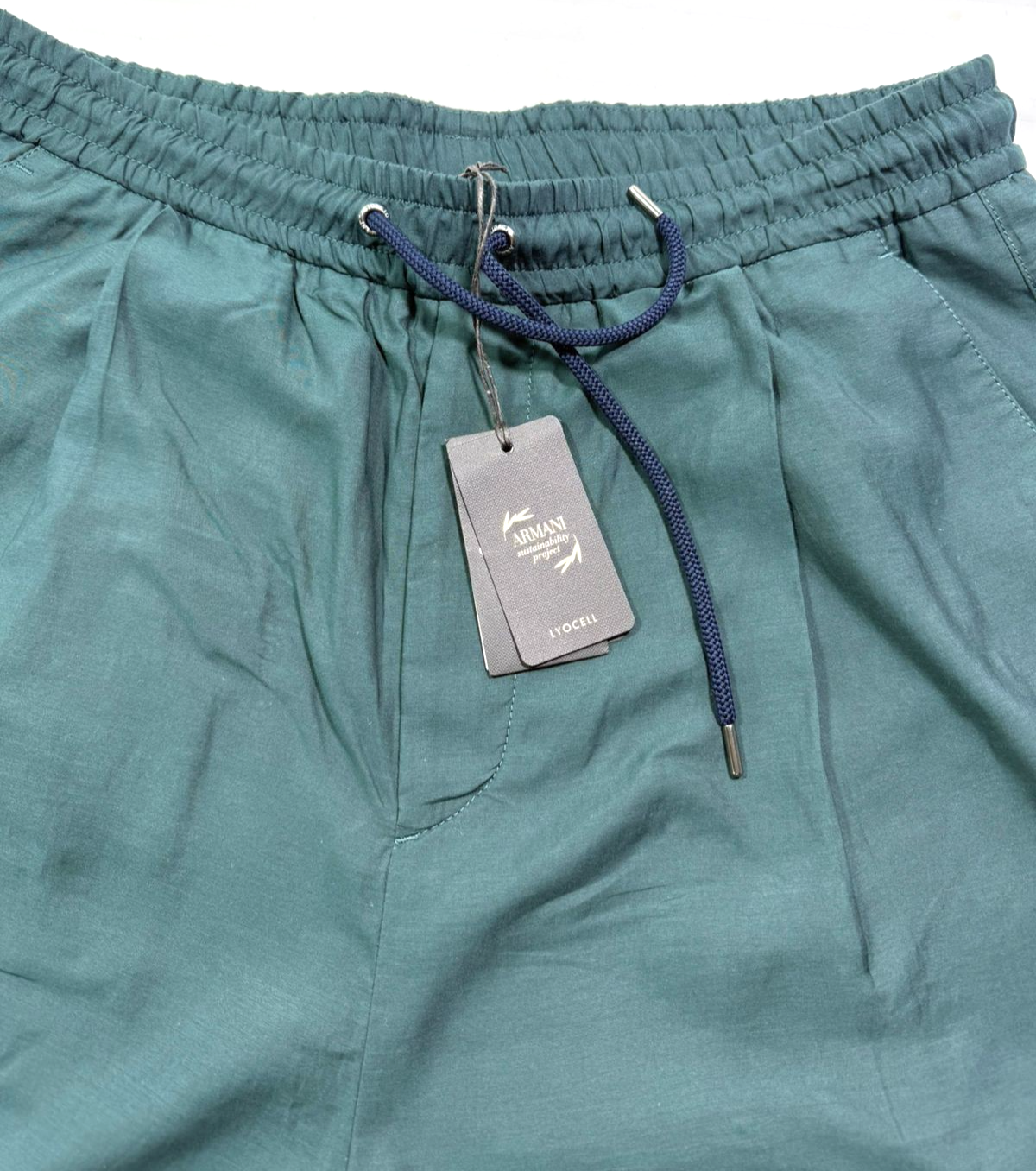 BNWT Giorgio Armani Men's Dark Green Drawstring Bermuda - Size 52