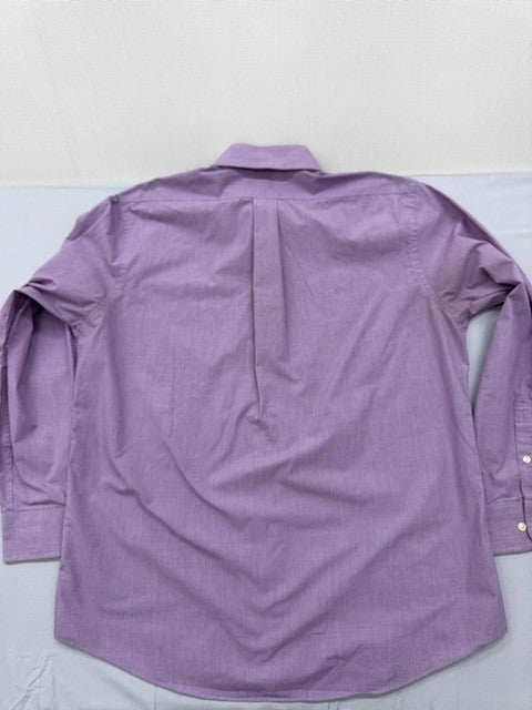 Chaps Men's Purple Check Dress Shirt L 16-16.5" 34/35 Wrinkle Free