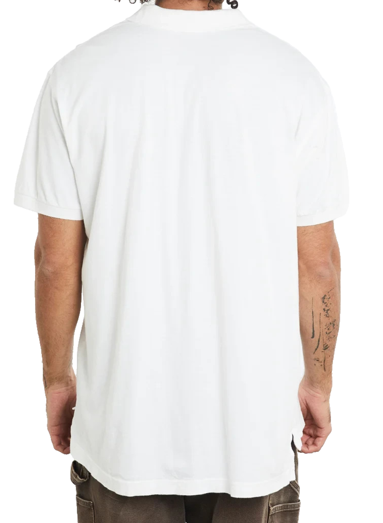 Nike Men's White V-Neck Polo Shirt With Gold Embroidered Logo Size M