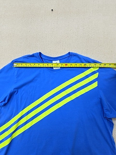Adidas Men's Blue Striped Three Stripes T-Shirt XL Cotton Crew Neck