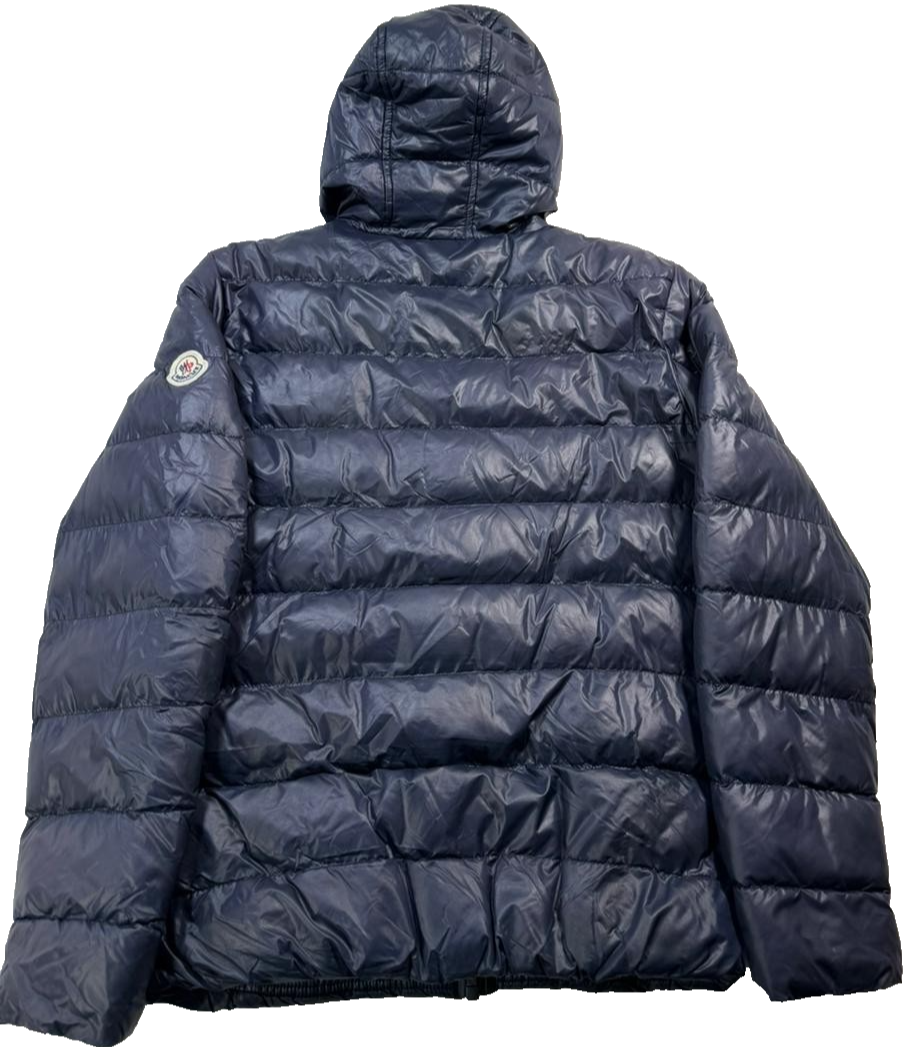 Moncler Men'S Navy Blue Quilted Puffer Jacket Hooded Size Medium Auth