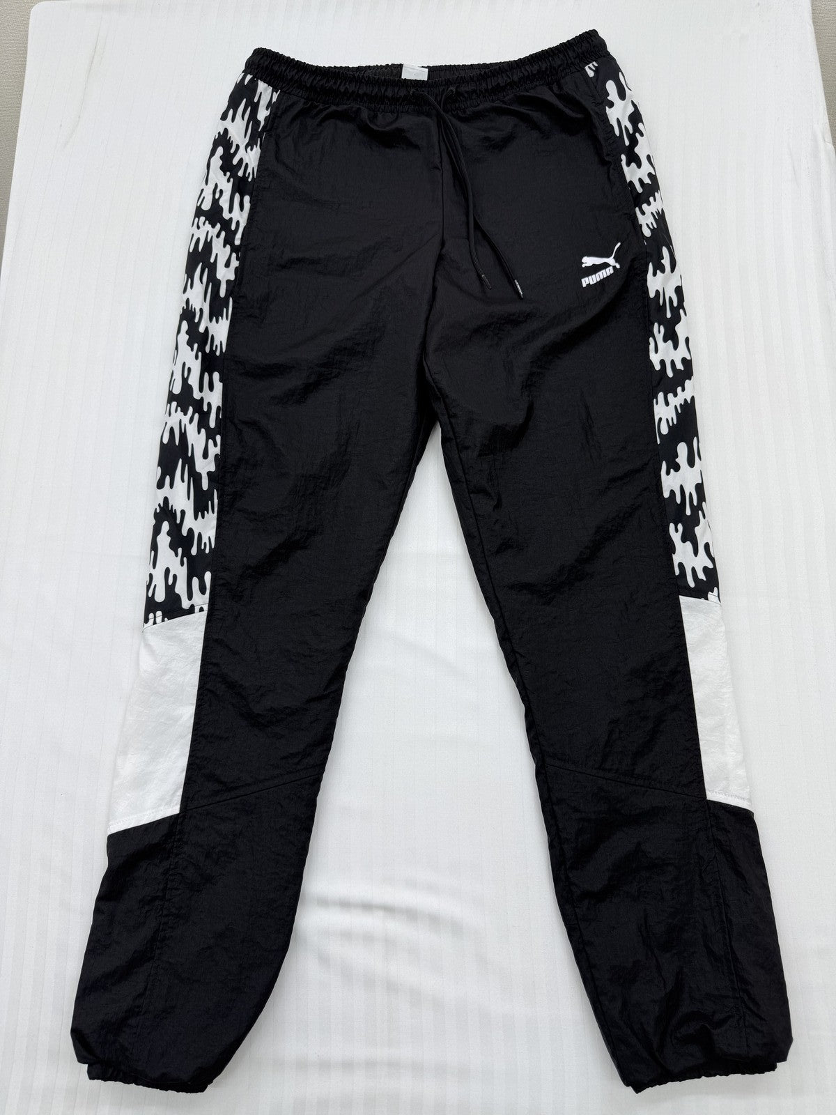 Puma Men's Black White Track Pants Size M Relaxed Fit