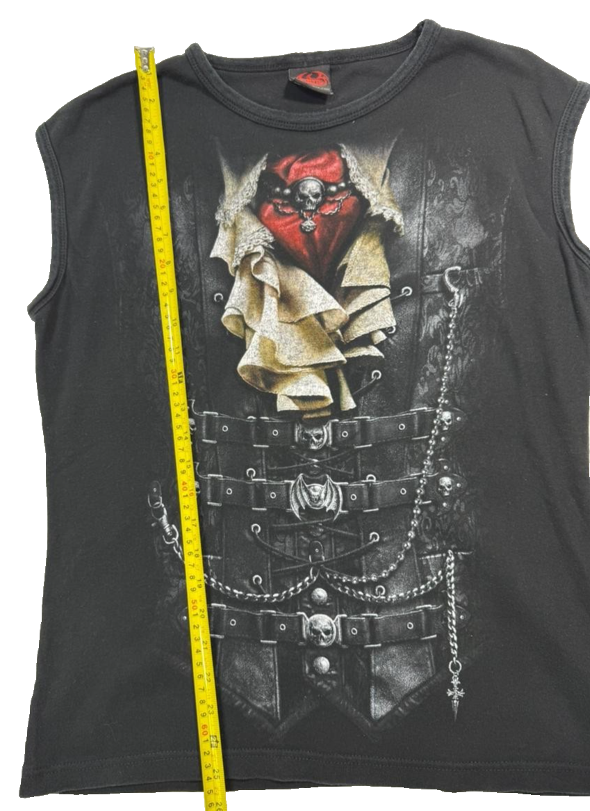 Spiral-Branded Black Cotton Sleeveless T-Shirt - Size L