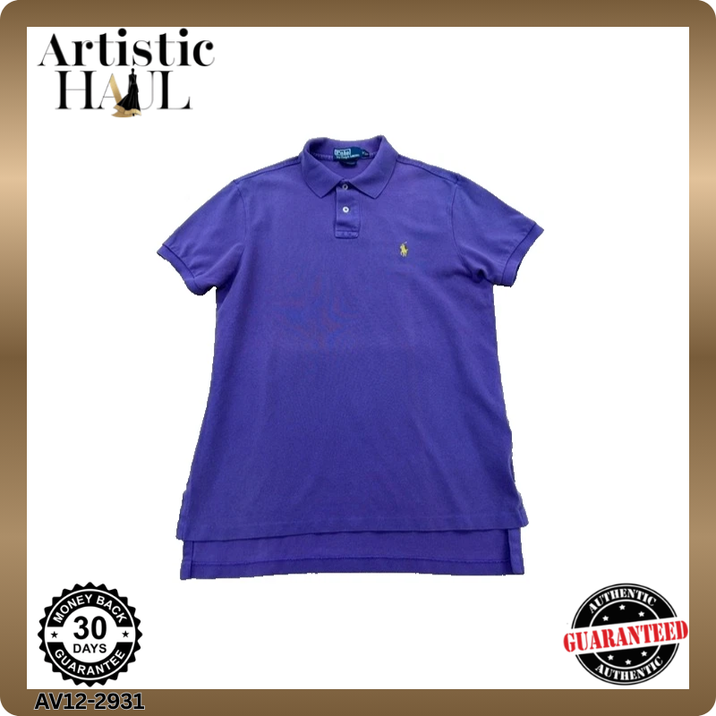Polo Ralph Lauren Men's Purple Cotton Polo Shirt Size M Custom Fit