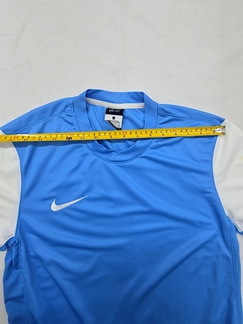 Nike Men's L Blue/White Dri-FIT Soccer Jersey Short Sleeve