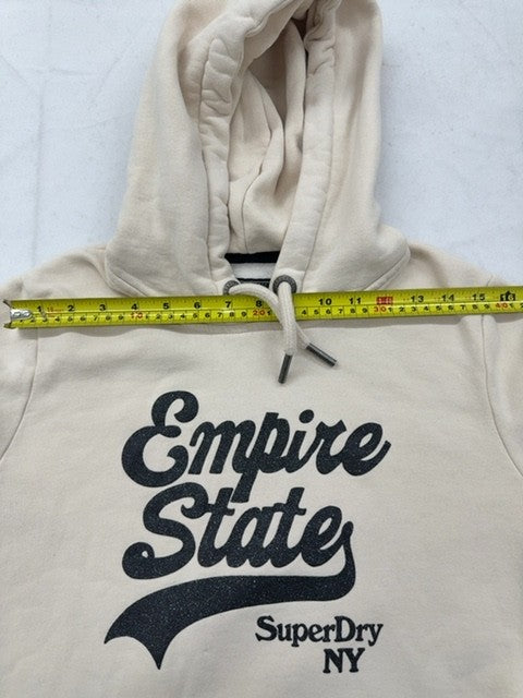 Superdry Men's Large Cream Graphic Hoodie New York Cotton Blend