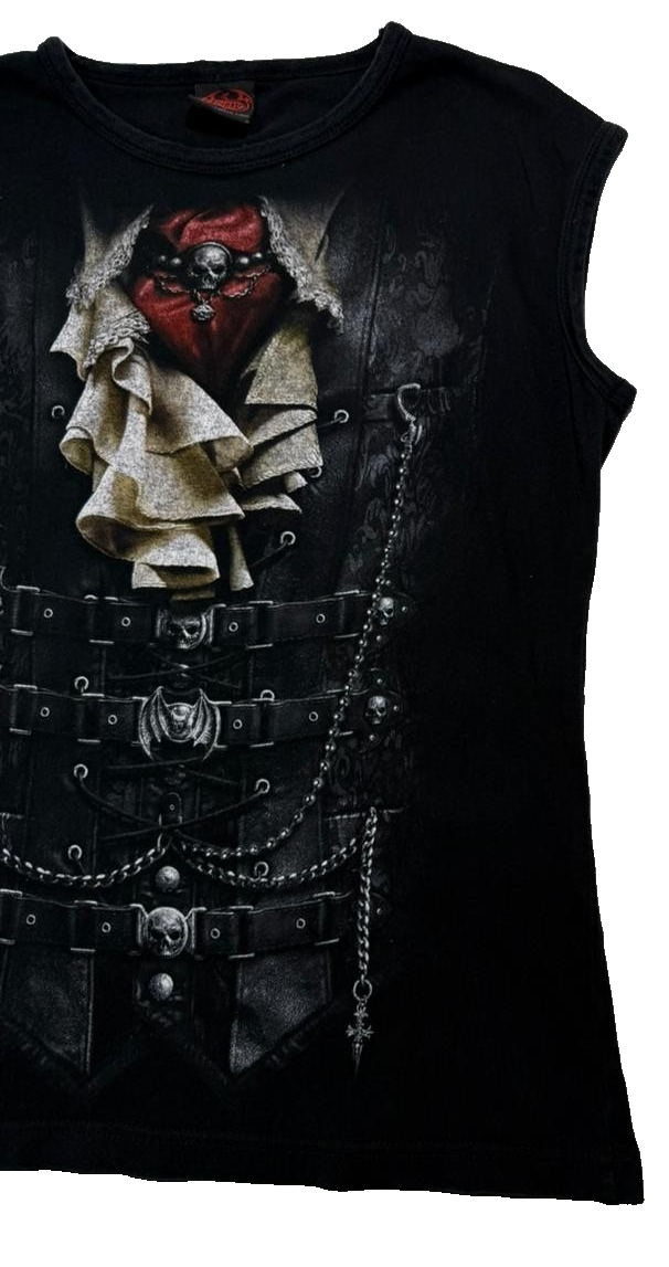 Spiral-Branded Black Cotton Sleeveless T-Shirt - Size L
