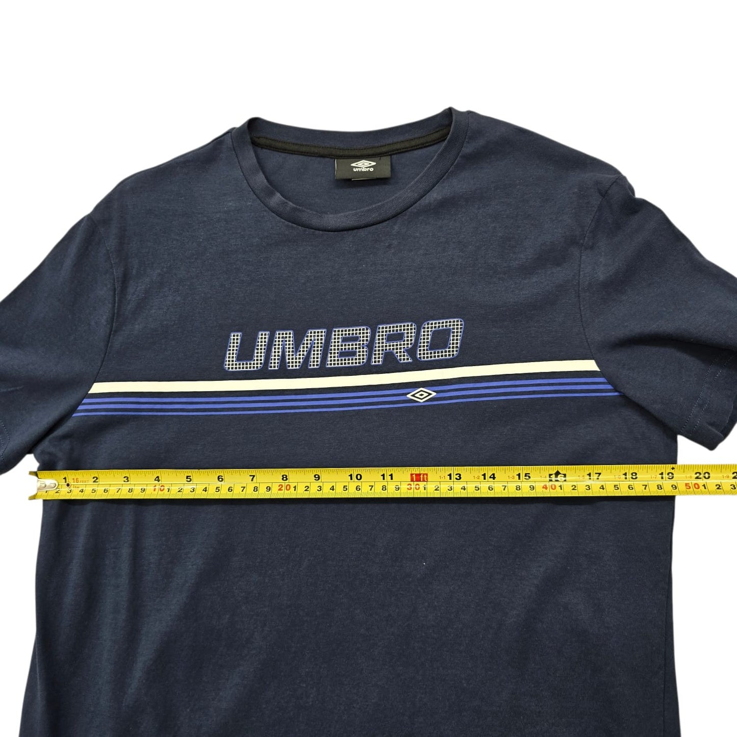 Umbro Men's Navy Blue Embroidered Logo T-Shirt Size M Vintage