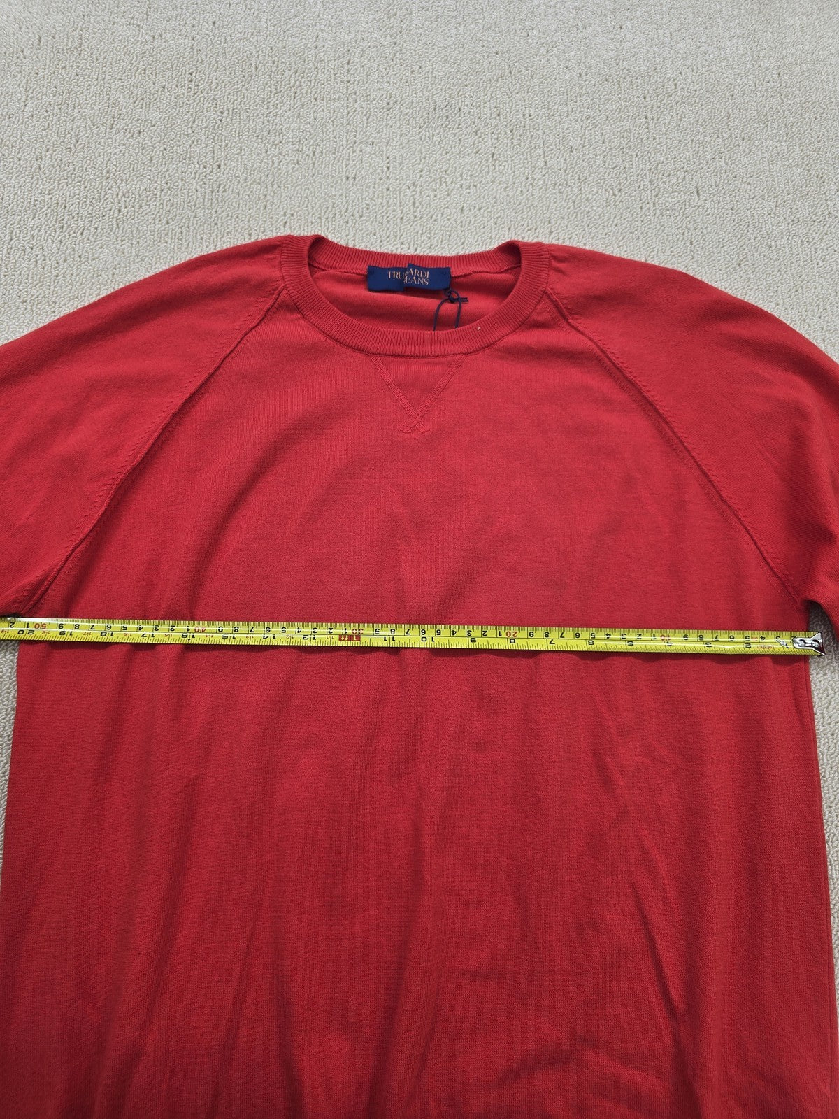 Trussardi Jeans Red Cotton Crewneck Sweater TX Long Sleeve Italy