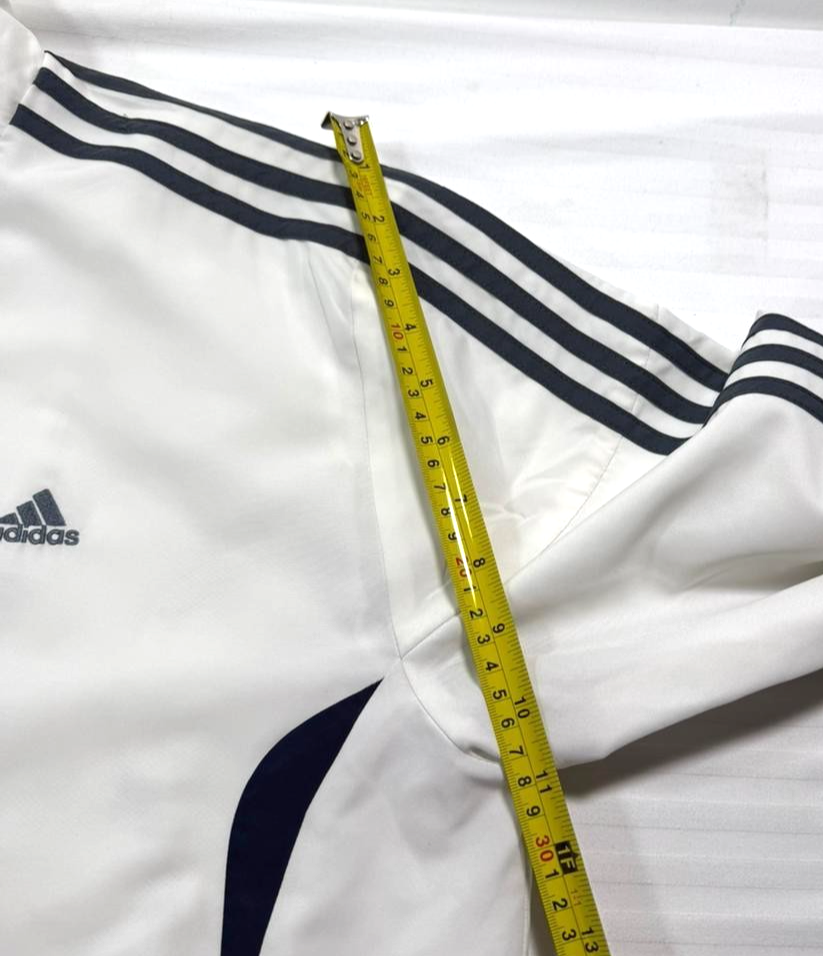 Vintage Adidas Full-Zip Windbreaker Jacket In White With Black Stripes - Size M