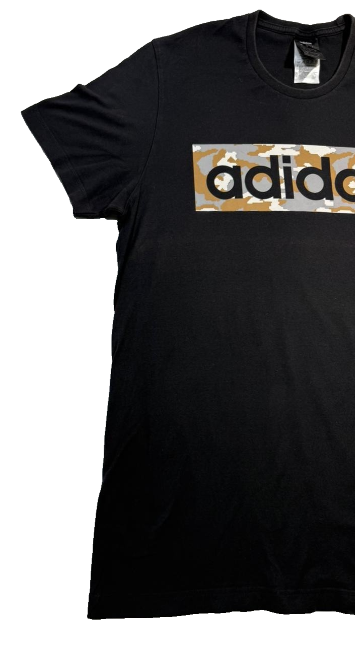 Adidas Men's Black Camo Box Logo Graphic T-Shirt Short Sleeve Size L