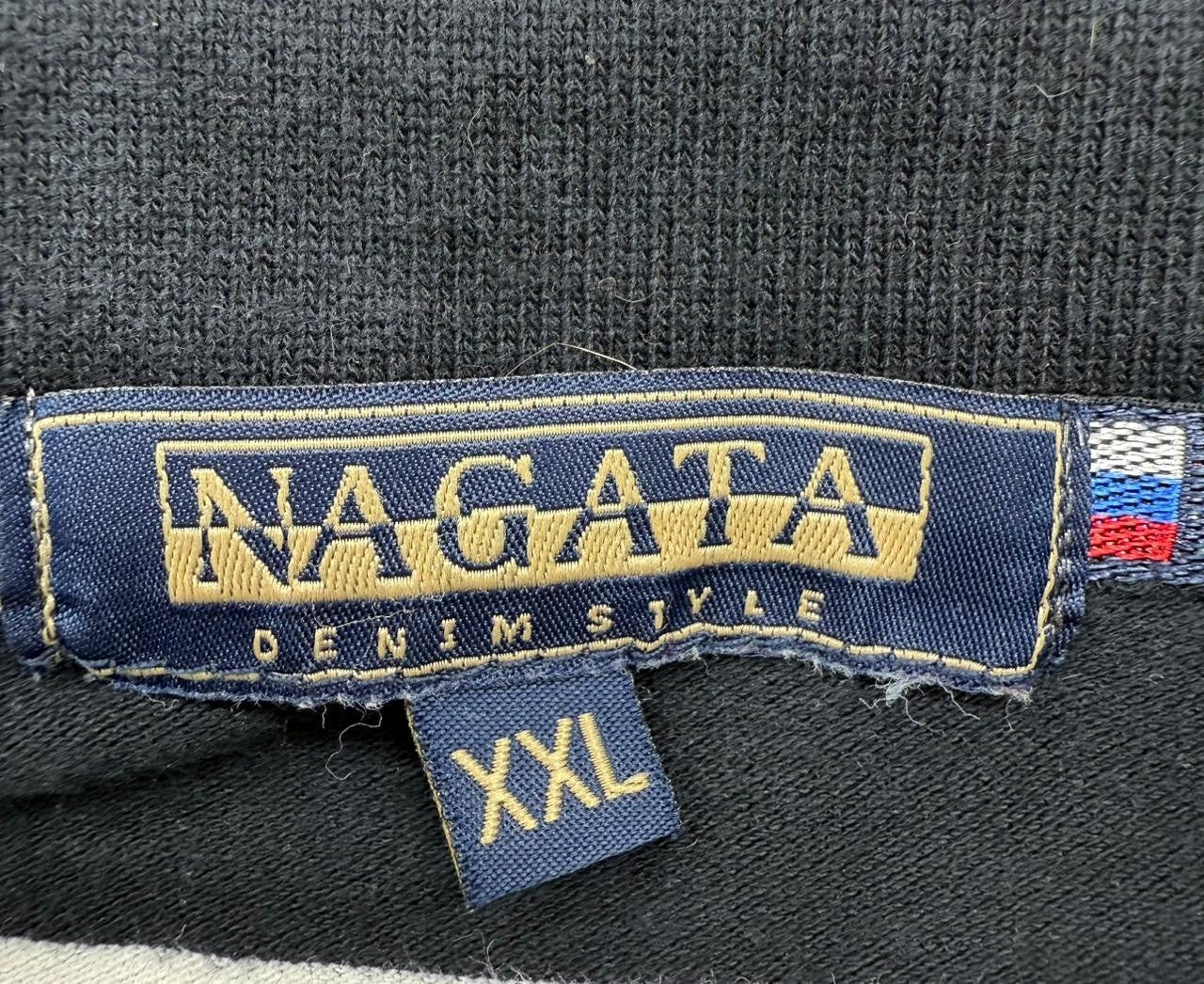 Nagata Denim Style Men's Black Striped Polo Shirt Size XXL Made in Italy