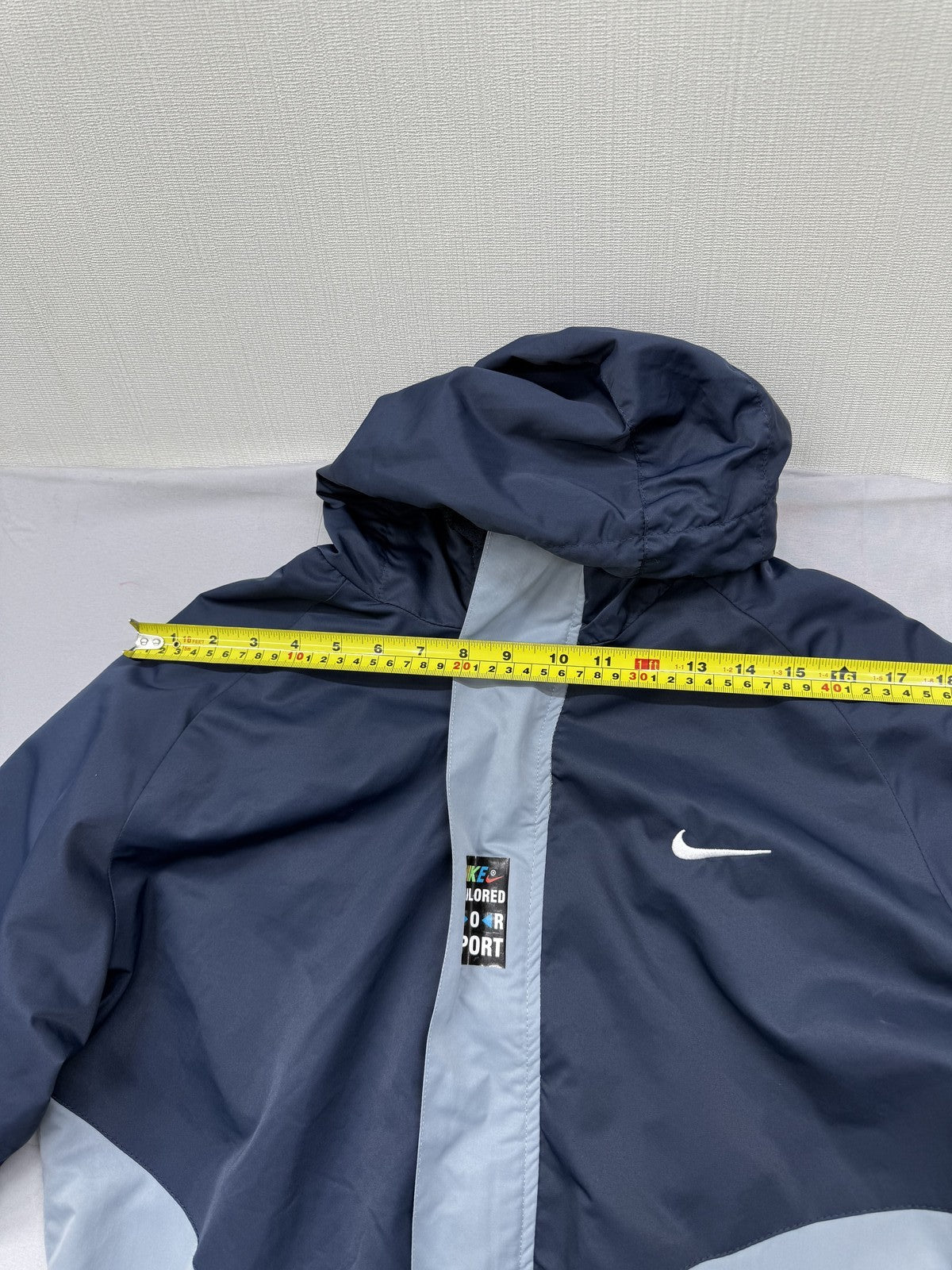 Nike Hooded Jacket XL Navy Gray Polyester Zip Color Block