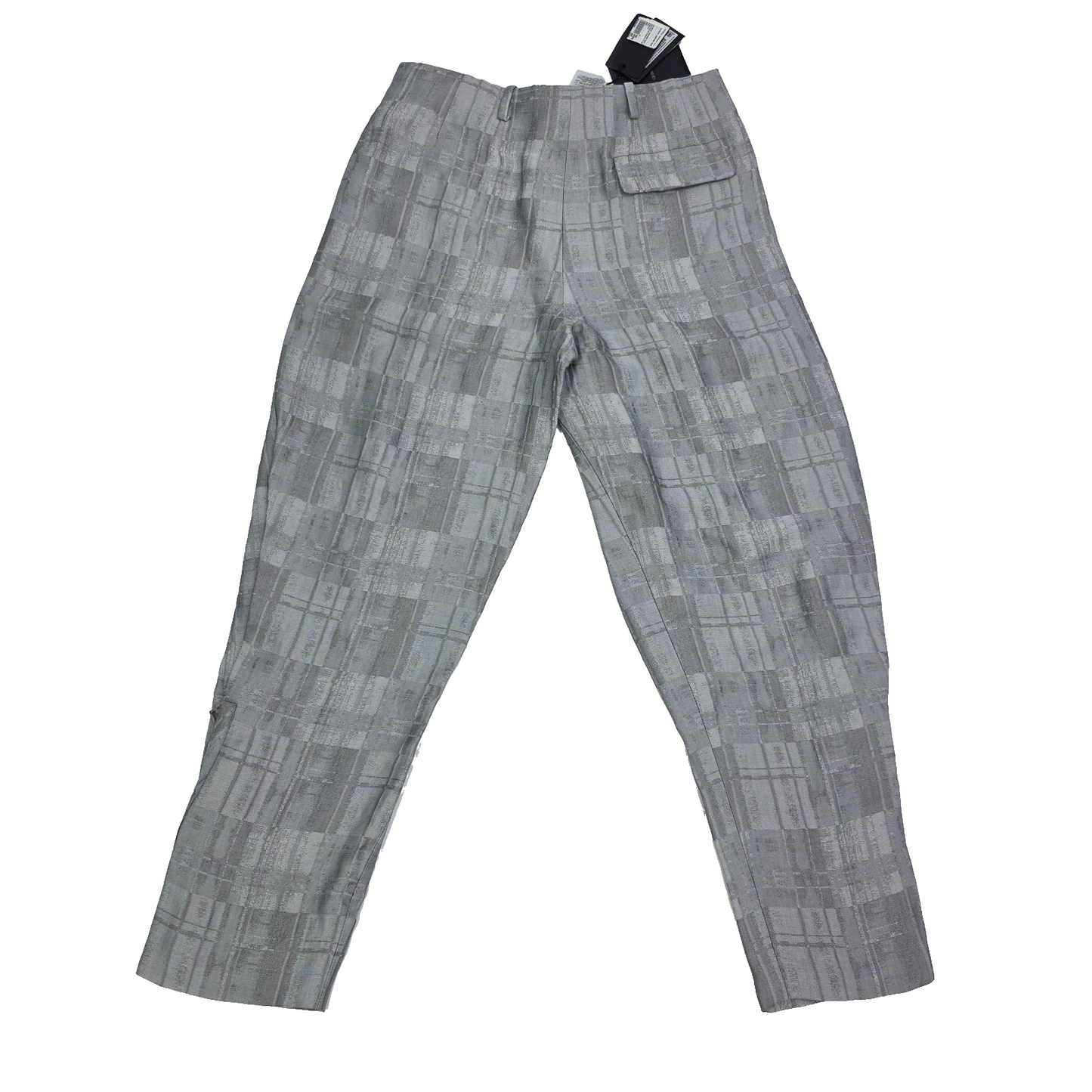 Giorgio Armani Check Motif Concealed Trousers Grey Wide Pleats Pants 42 BNWT