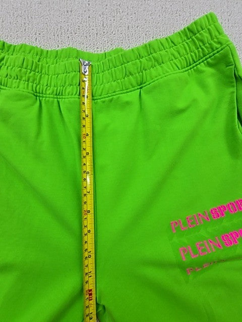 Plein Sport Green Cotton Sweatpants Logo Print Drawstring Regular