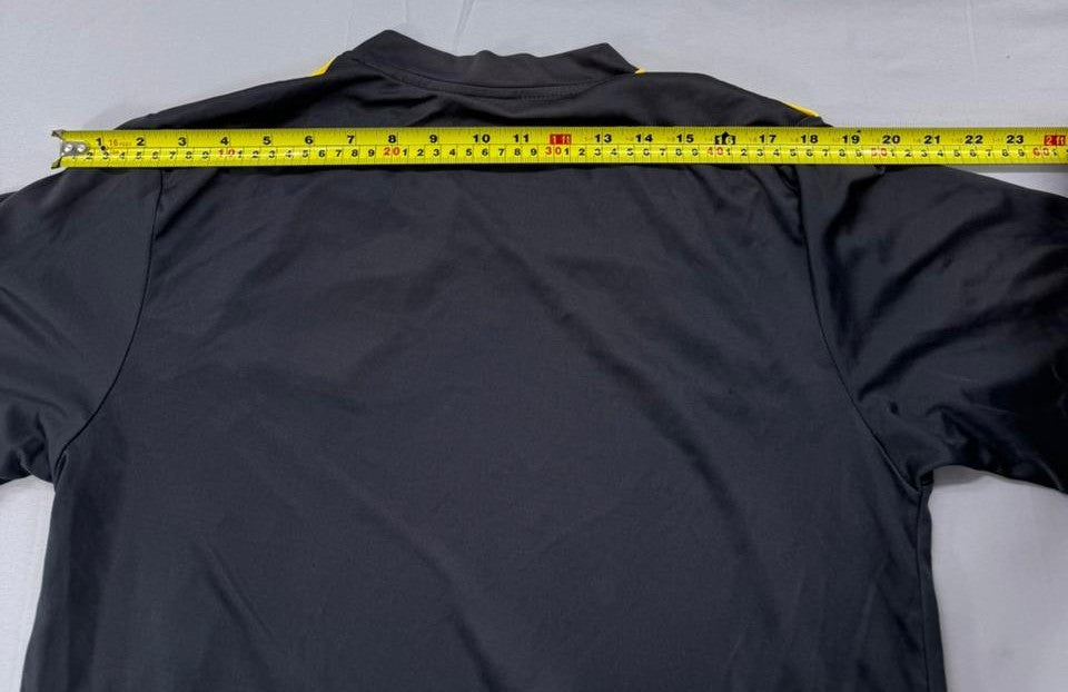 Nike Men's Black Color Block Athletic T-Shirt L Yellow Panels Swoosh