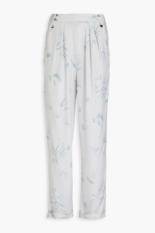 Giorgio Armani Printed Jacquard Tapered Pants In A Light, Cream-Hued Color