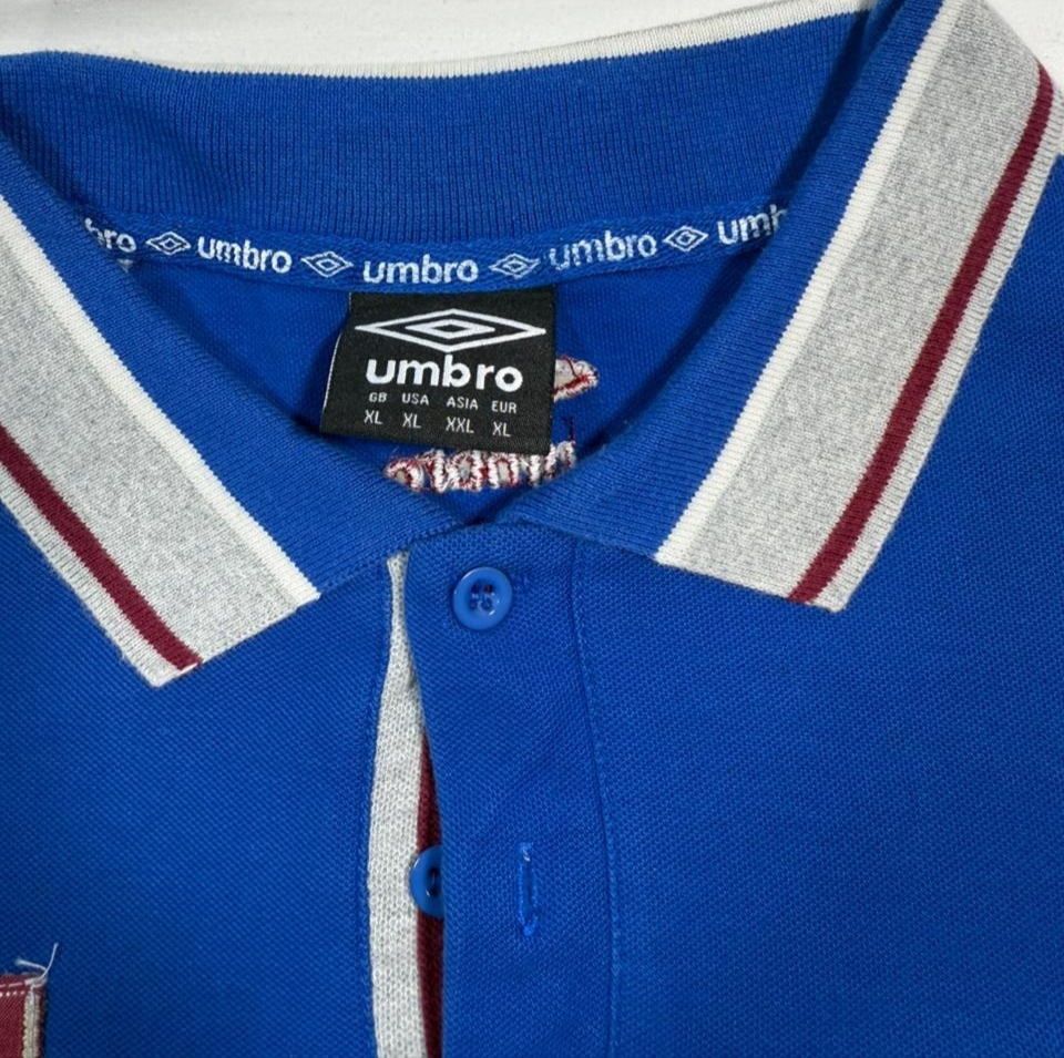Umbro Men's Royal Blue Pique Polo Shirt Lion Crest Logo Short Sleeve Size XL