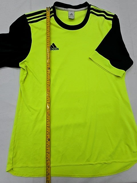 Adidas Men's L Yellow Soccer Jersey Short Sleeve Striped Climacool
