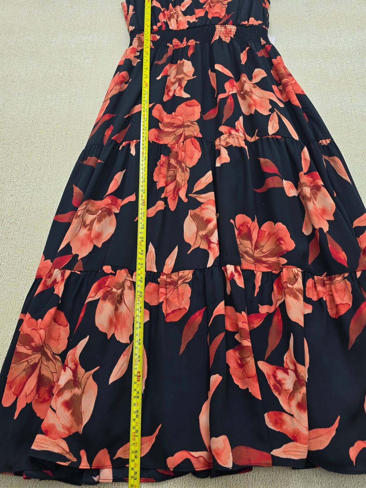 Nanette Lepore Black Orange Floral Maxi Dress Size 14 V-Neck